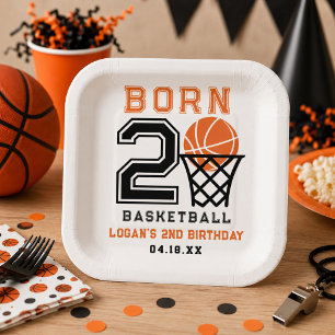 Born 2 Basketball   Sports Boy's 2nd Birthday Paper Plates