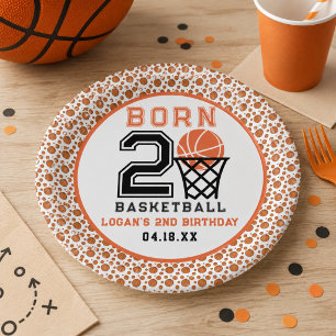 Born 2 Basketball   Sports  Boy's 2nd Birthday Paper Plates