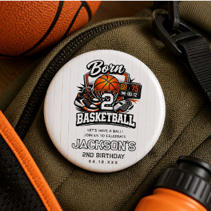 Born 2 Basketball Sports Themed 2nd Birthday Button