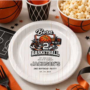 Born 2 Basketball   Sports Themed 2nd Birthday Paper Plates