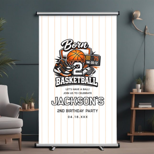 Born 2 Basketball Sports Themed Boy 2nd Birthday  Banner (Born 2 Basketball Sports Themed Boy 2nd Birthday Banner
)