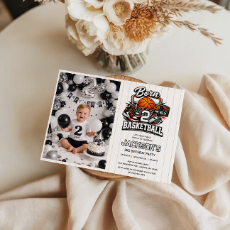 Born 2 Basketball Sports Themed Boy 2nd Birthday Invitation