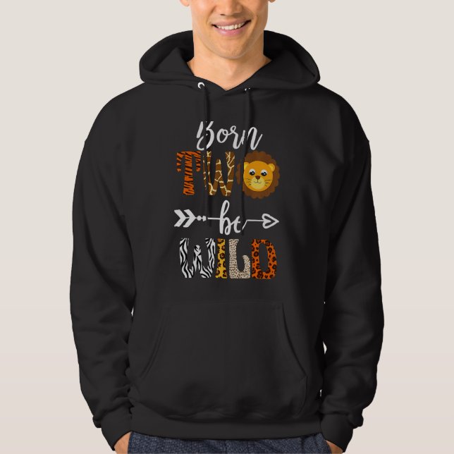 Born 2 Be Wild Birthday Decorations Girl Boy Baby  Hoodie (Front)