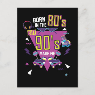Born 80s Music Party Roller skating Disco 1980s Postcard