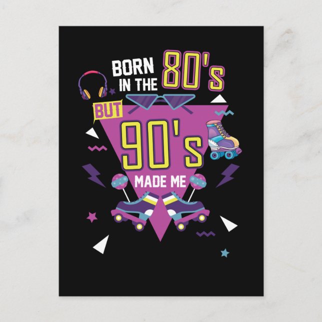 Born 80s Music Party Roller skating Disco 1980s Postcard (Front)
