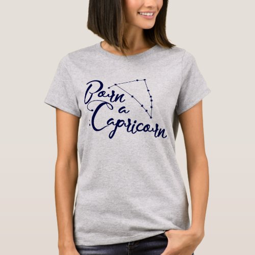 Born a Capricorn Zodiac Typographic Apparel T_Shirt