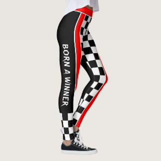 Born a Winner on White Checkered on Your Color Leggings