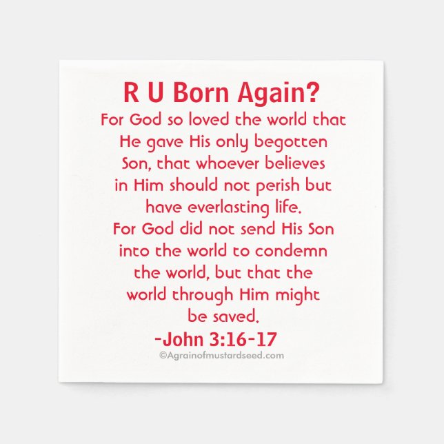 Born Again John 3:16 Paper Napkins (Front)