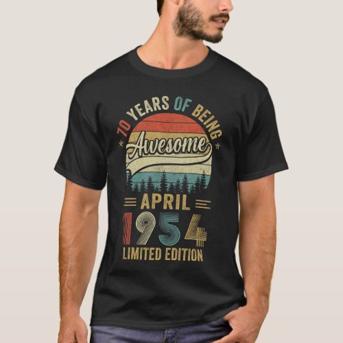 Born April 1954 70th Birthday Vintage 1954 70 Year T_Shirt