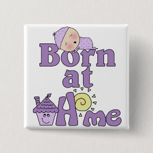 Born At Home-Sleeping Baby Girl Button