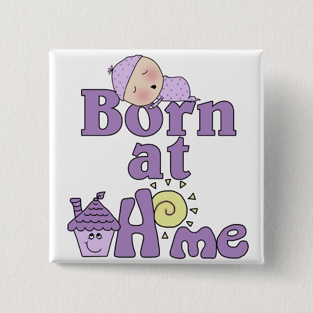Born At Home-Sleeping Baby Girl Button (Front)