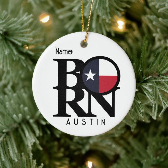 BORN Austin Texas Ceramic Ornament (Tree)