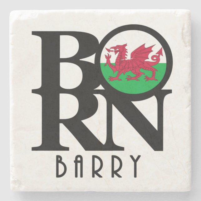 BORN Barry, Wales Stone Coaster (Front)