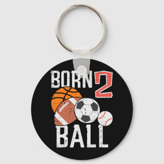 Born Basketball Football 2nd Birthday Toddler Boy  Keychain