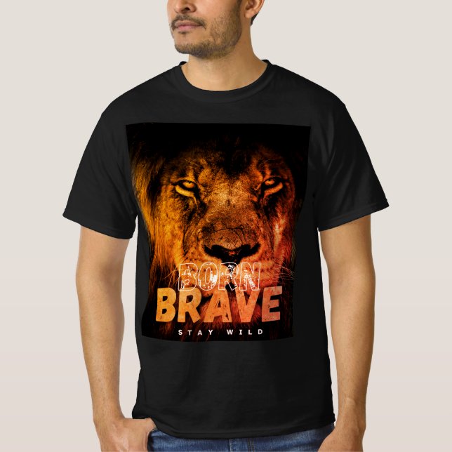 Born Brave Lion T-Shirt Design  (Front)