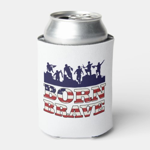Born Brave Military USA Flag Can Cooler