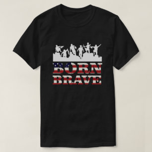 Born Brave Military USA Flag T-Shirt