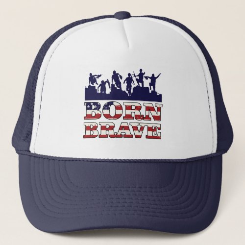 Born Brave Military USA Flag Trucker Hat