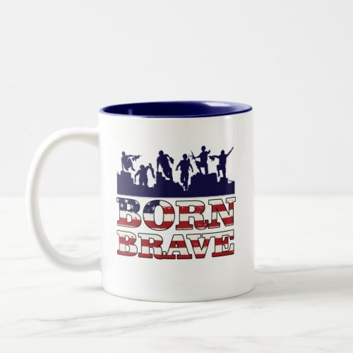 Born Brave Military USA Flag Two_Tone Coffee Mug