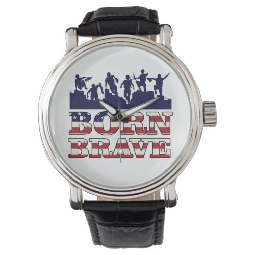 Born Brave Military USA Flag Watch