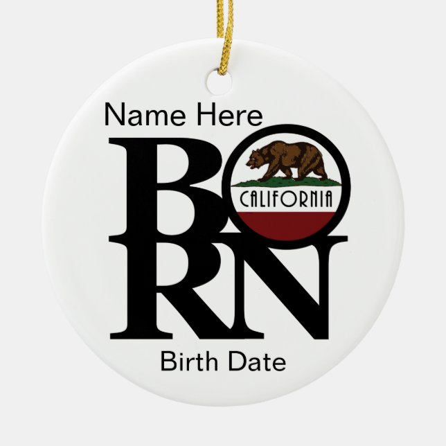 BORN California Custom Ceramic Ornament (Front)