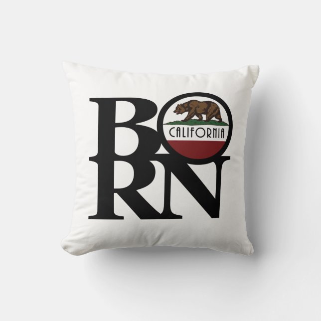 BORN California Throw Pillow (Front)
