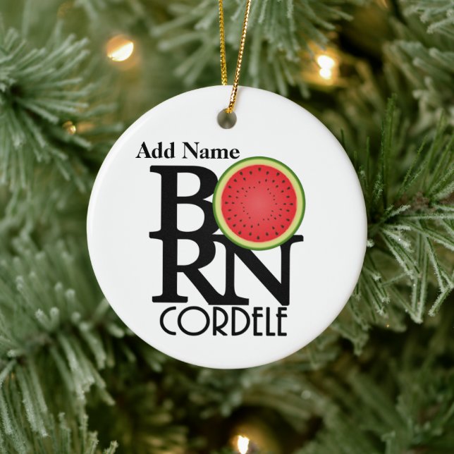 BORN Cordele Customizable Watermelon Ceramic Ornament (Tree)