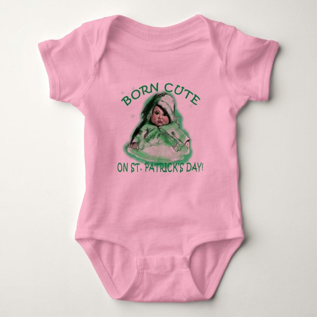 Born Cute on St. Patrick's Day Baby Bodysuit (Front)