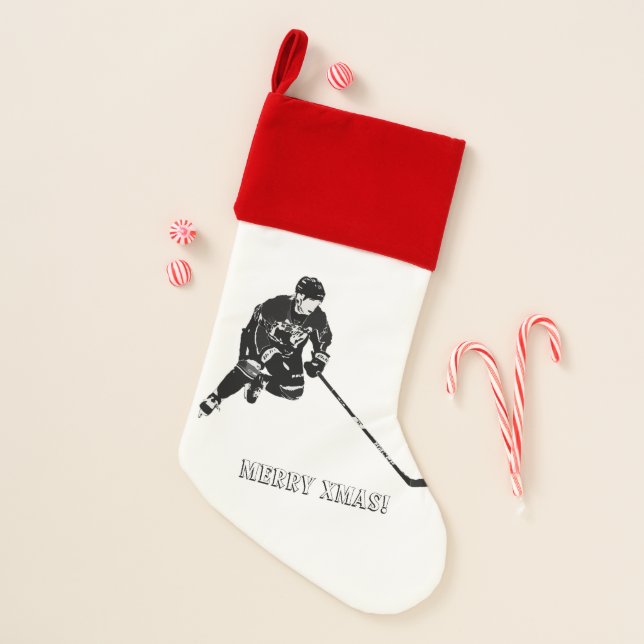 Born for Hockey - Hockey Player Christmas Stocking (Front)