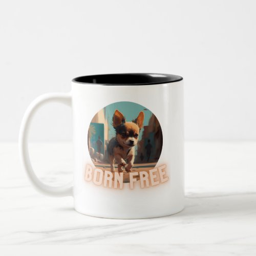 Born Free baby Love dogs love freedom  Two_Tone Coffee Mug