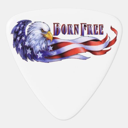 Born Free Bald Eagle And Usa Flag Guitar Pick