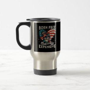Born Free But Now I'm Expensive Funny Mom Bun Cat  Travel Mug