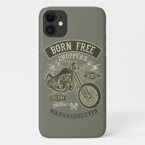 Born Free Choppers Lets Ride Harley bikers iPhone 11 Case