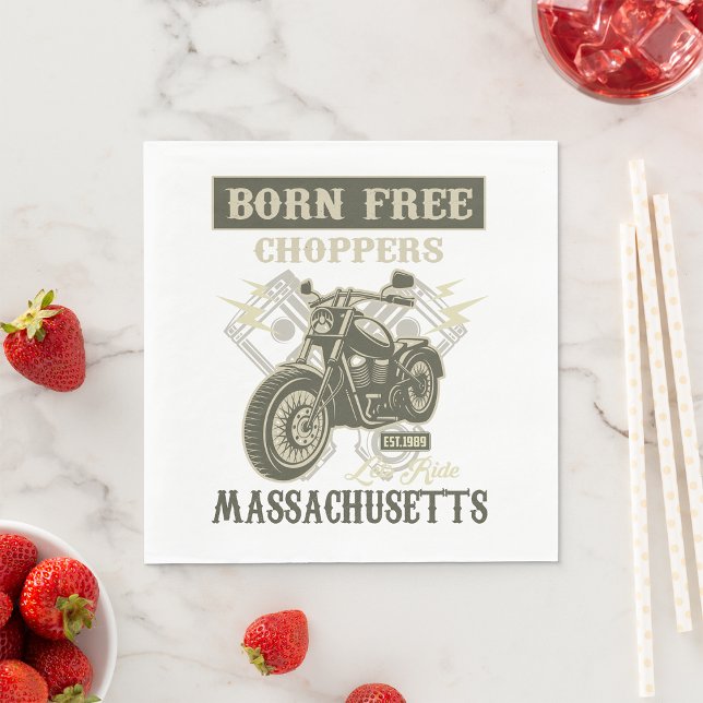 Born Free Choppers Motorcycle Massachusetts Napkins (Creator Uploaded)