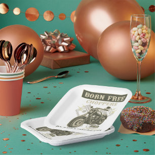 Born Free Choppers Motorcycle Massachusetts Paper Plates