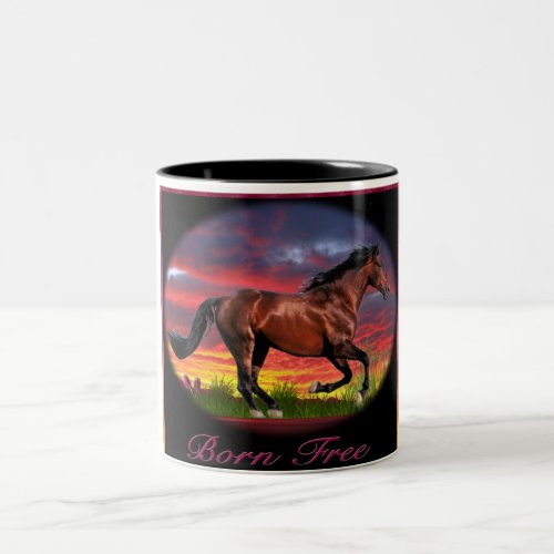 Born free horse art Two_Tone coffee mug