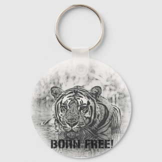 BORN FREE! TIGER - BLACK / WHITE KEYCHAIN
