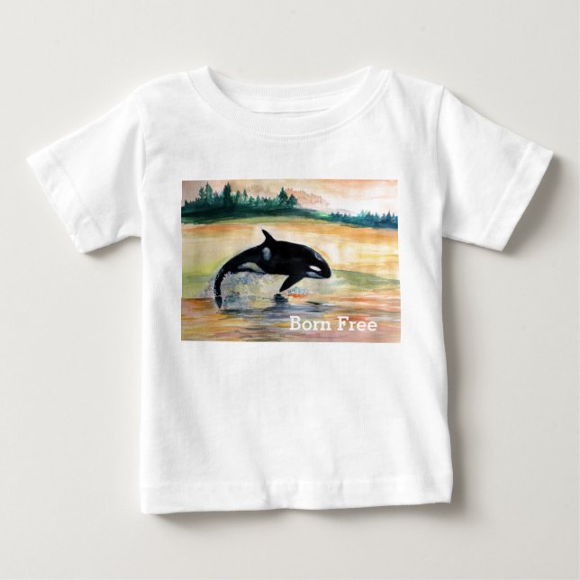 Born Free Whale Baby Fine Jersey T-Shirt, White Baby T-Shirt (Front)