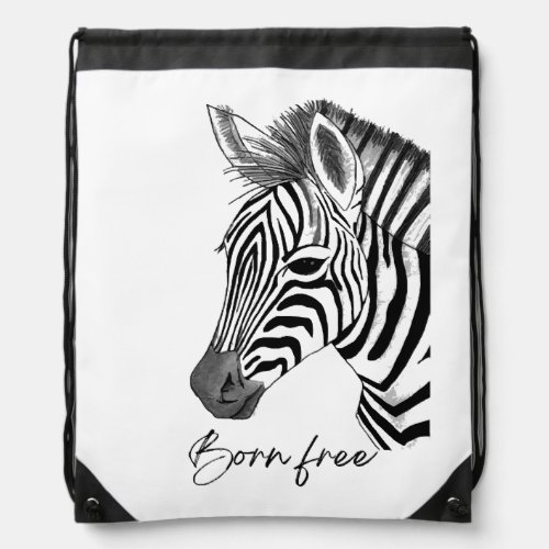 Born free zebra  drawstring bag