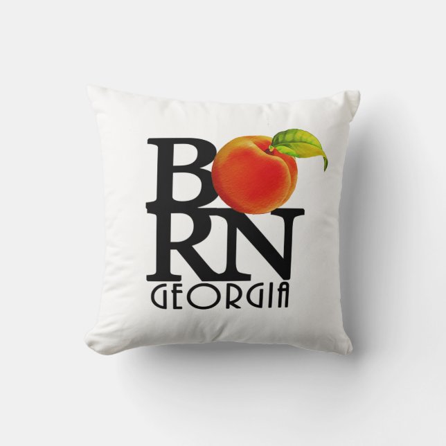 BORN Georgia` Throw Pillow (Front)