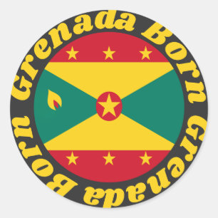 Born Grenada Cute Grenadian Flag and Yellow Text Classic Round Sticker