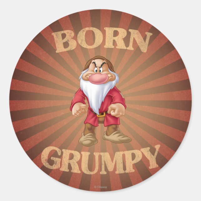 Born Grumpy Classic Round Sticker (Front)