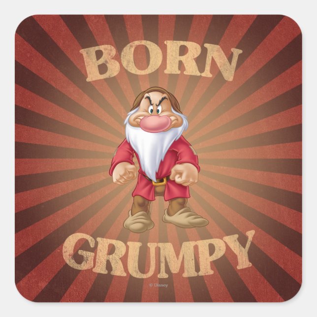 Born Grumpy Square Sticker (Front)
