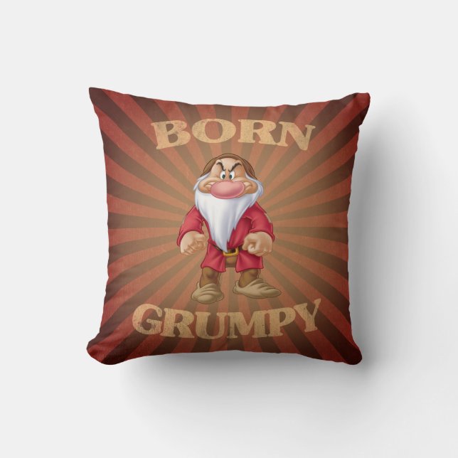 Born Grumpy Throw Pillow (Front)