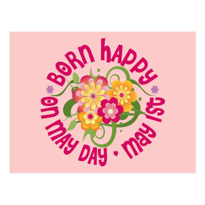 Born Happy   May Day Post Card