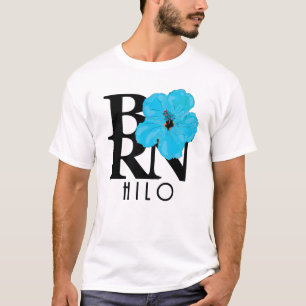 BORN Hilo Hawaii Blue Hibiscus T-Shirt