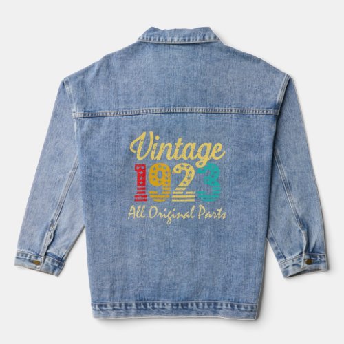 Born in 1923 99 Years Old Made in 1923 99th Birthd Denim Jacket