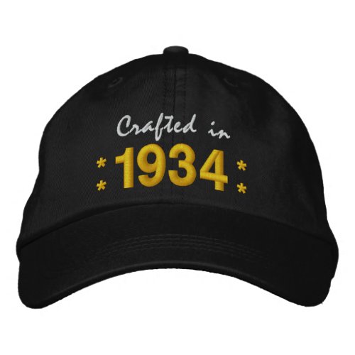 Born in 1934 or Any Year 80th Birthday V02 BLACK Embroidered Baseball Hat