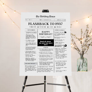 Born in 1937 Fun Newspaper 90th birthday Foam Board