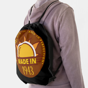 BORN IN 1943 funny birthday gift Drawstring Bag